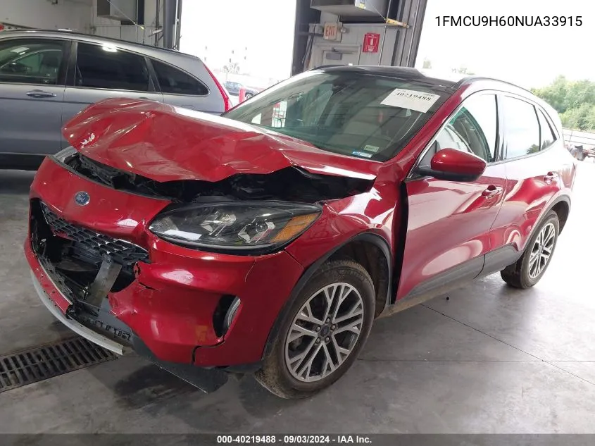 2022 Ford Escape Sel VIN: 1FMCU9H60NUA33915 Lot: 40219488