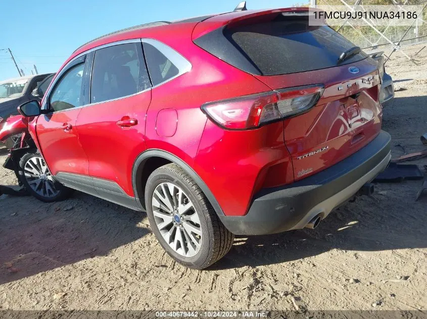 2022 Ford Escape Titanium VIN: 1FMCU9J91NUA34186 Lot: 40679442