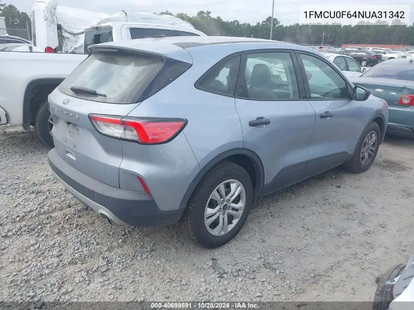 2022 Ford Escape S VIN: 1FMCU0F64NUA31342 Lot: 40699591