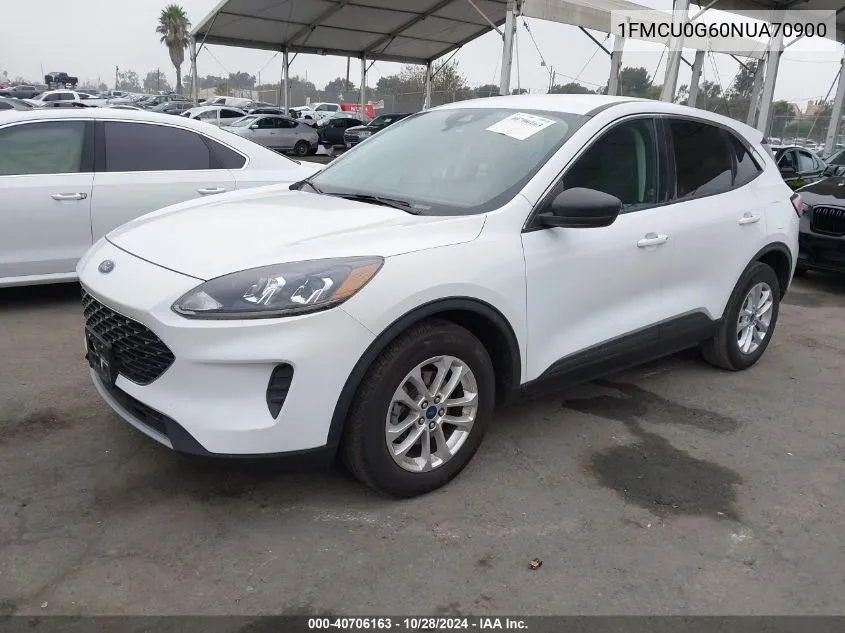 2022 Ford Escape Se VIN: 1FMCU0G60NUA70900 Lot: 40706163