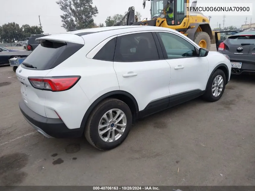 2022 Ford Escape Se VIN: 1FMCU0G60NUA70900 Lot: 40706163