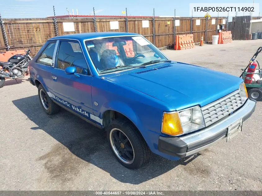 1982 Ford Escort VIN: 1FABP0526CT114902 Lot: 40544657