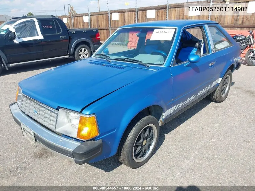 1982 Ford Escort VIN: 1FABP0526CT114902 Lot: 40544657