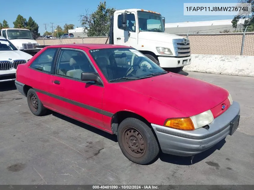 1991 Ford Escort Lx VIN: 1FAPP11J8MW276748 Lot: 40481090