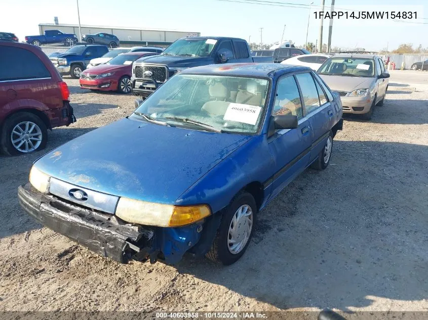 1991 Ford Escort Lx VIN: 1FAPP14J5MW154831 Lot: 40603958