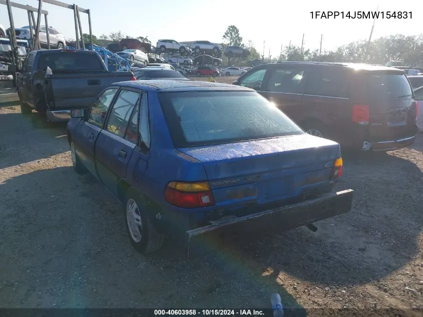 1991 Ford Escort Lx VIN: 1FAPP14J5MW154831 Lot: 40603958