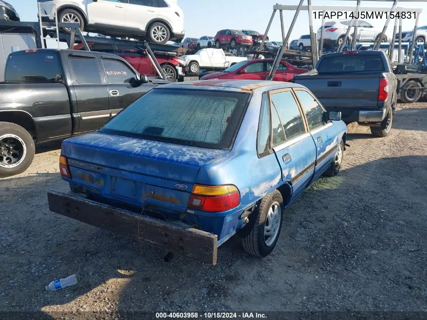 1991 Ford Escort Lx VIN: 1FAPP14J5MW154831 Lot: 40603958