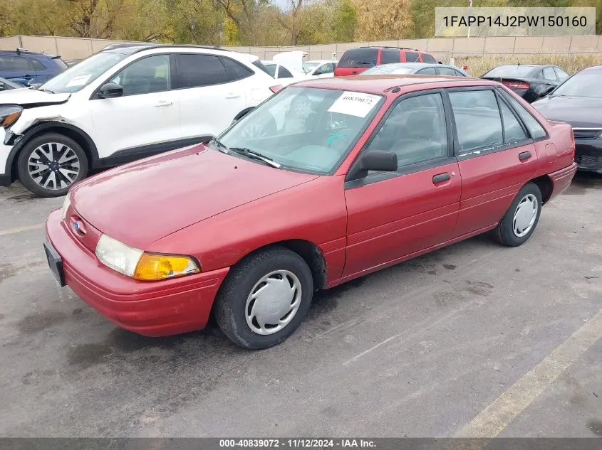 1993 Ford Escort Lx VIN: 1FAPP14J2PW150160 Lot: 40839072