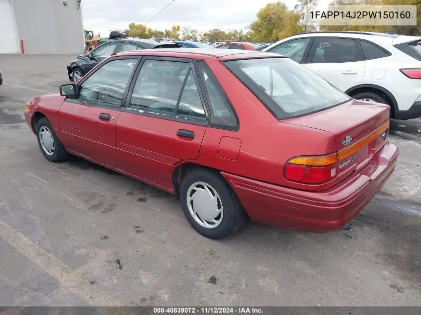 1993 Ford Escort Lx VIN: 1FAPP14J2PW150160 Lot: 40839072