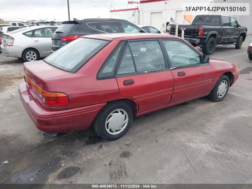 1993 Ford Escort Lx VIN: 1FAPP14J2PW150160 Lot: 40839072