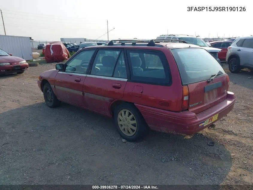 1995 Ford Escort Lx/Sport VIN: 3FASP15J9SR190126 Lot: 39936278