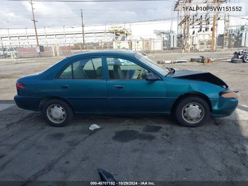 1997 Ford Escort VIN: 1FALP10P5VW151552 Lot: 40707152