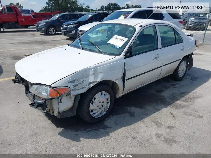 1998 Ford Escort Lx VIN: 1FAFP10P3WW119861 Lot: 40077018