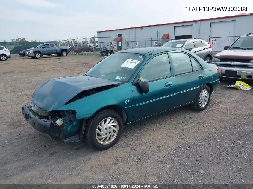 1998 Ford Escort Se VIN: 1FAFP13P3WW302088 Lot: 40321826