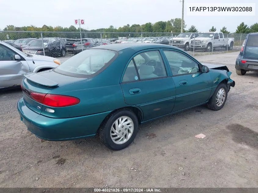 1998 Ford Escort Se VIN: 1FAFP13P3WW302088 Lot: 40321826