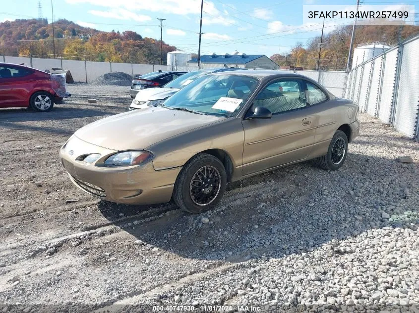 1998 Ford Escort Zx2 Cool/Zx2 Hot VIN: 3FAKP1134WR257499 Lot: 40747930