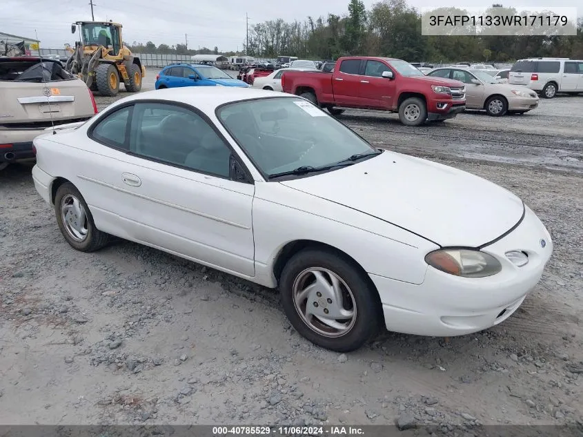 1998 Ford Escort Zx2 Cool/Zx2 Hot VIN: 3FAFP1133WR171179 Lot: 40785529