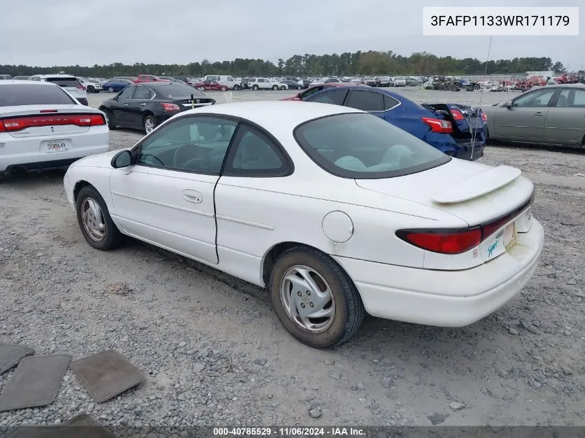 1998 Ford Escort Zx2 Cool/Zx2 Hot VIN: 3FAFP1133WR171179 Lot: 40785529