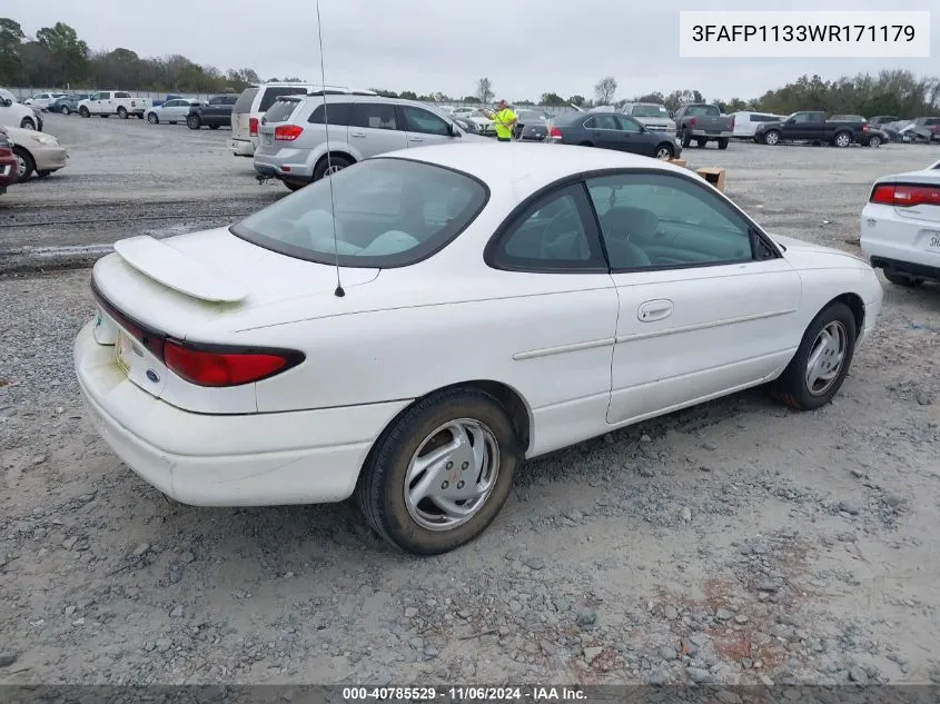 1998 Ford Escort Zx2 Cool/Zx2 Hot VIN: 3FAFP1133WR171179 Lot: 40785529