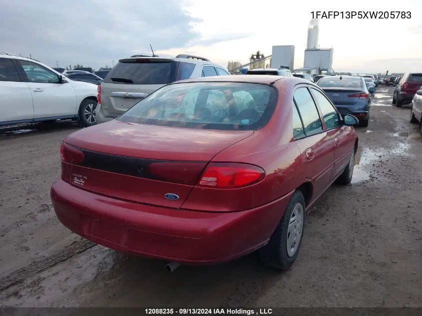 1999 Ford Escort Se VIN: 1FAFP13P5XW205783 Lot: 12088235