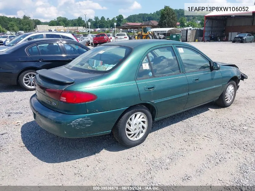 1999 Ford Escort Se VIN: 1FAFP13P8XW106052 Lot: 39536675