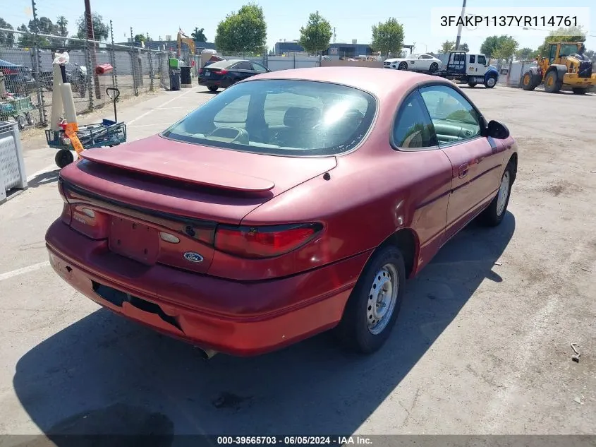 2000 Ford Escort Zx2 VIN: 3FAKP1137YR114761 Lot: 39565703