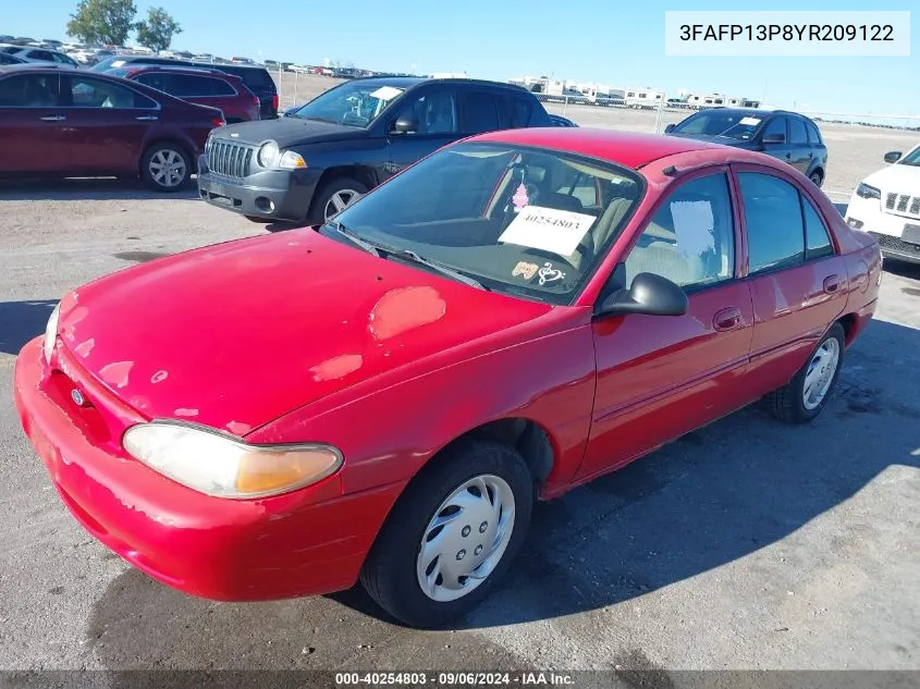 2000 Ford Escort VIN: 3FAFP13P8YR209122 Lot: 40254803