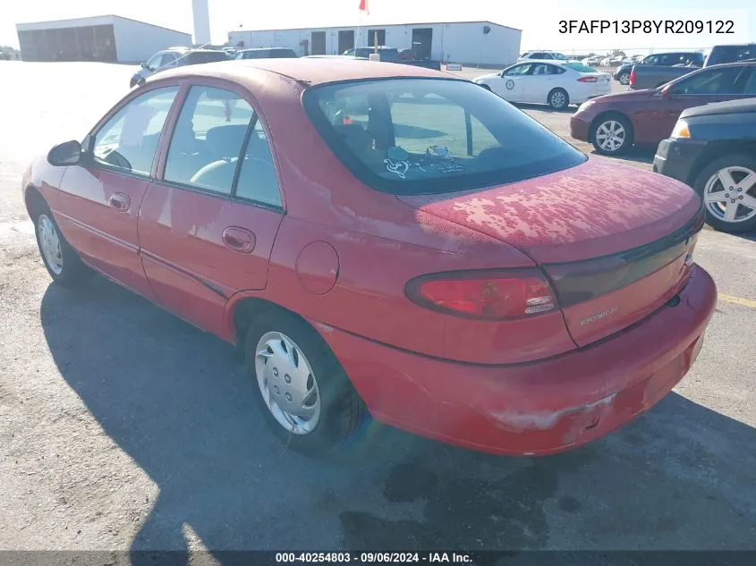 2000 Ford Escort VIN: 3FAFP13P8YR209122 Lot: 40254803