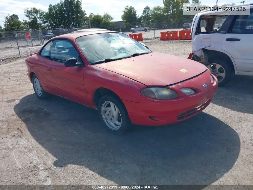 2000 Ford Escort Zx2 VIN: 3FAKP1134YR247526 Lot: 40272319