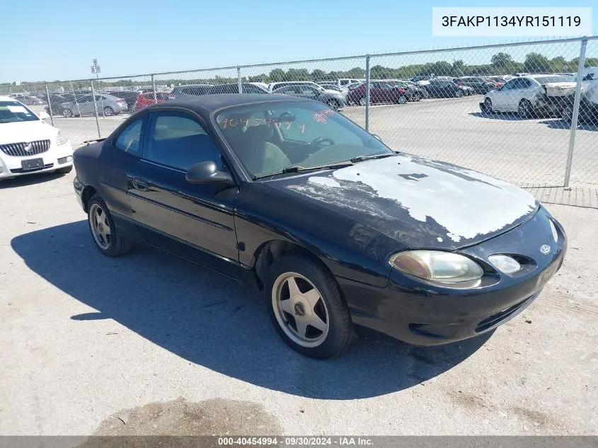 2000 Ford Escort Zx2 VIN: 3FAKP1134YR151119 Lot: 40454994