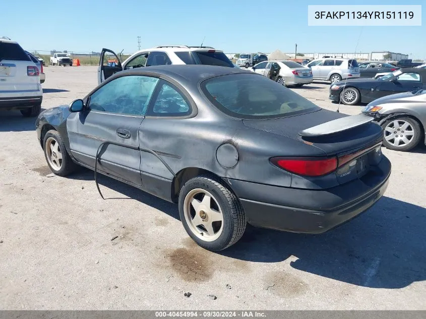 2000 Ford Escort Zx2 VIN: 3FAKP1134YR151119 Lot: 40454994