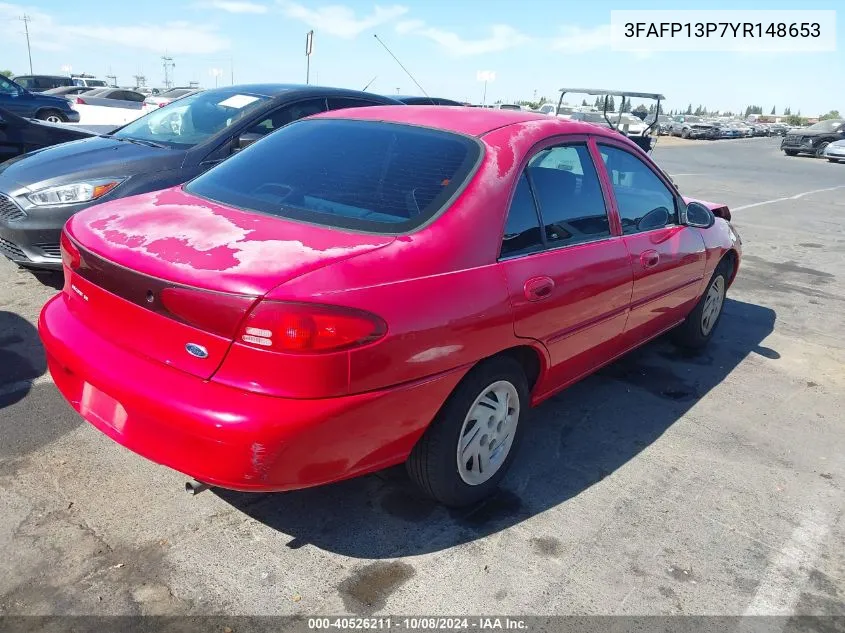 2000 Ford Escort VIN: 3FAFP13P7YR148653 Lot: 40526211