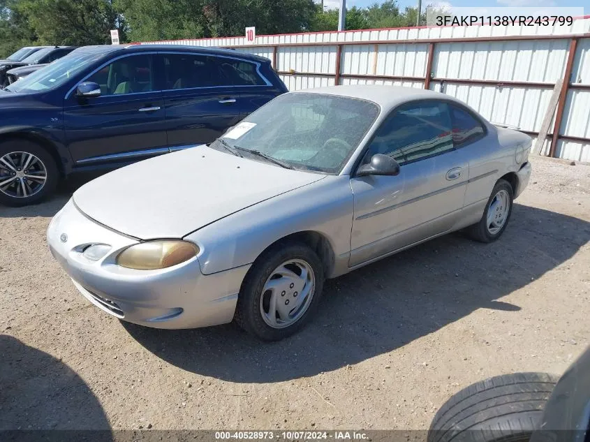 2000 Ford Escort Zx2 VIN: 3FAKP1138YR243799 Lot: 40528973