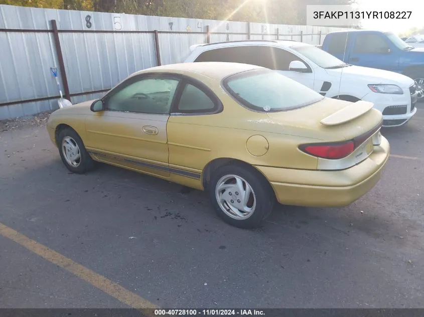 2000 Ford Escort Zx2 VIN: 3FAKP1131YR108227 Lot: 40728100