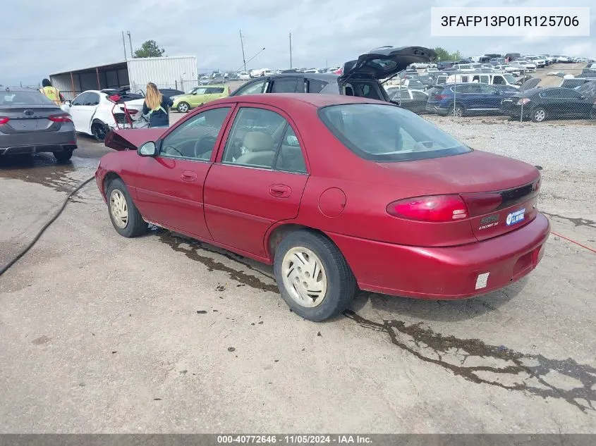 2001 Ford Escort VIN: 3FAFP13P01R125706 Lot: 40772646