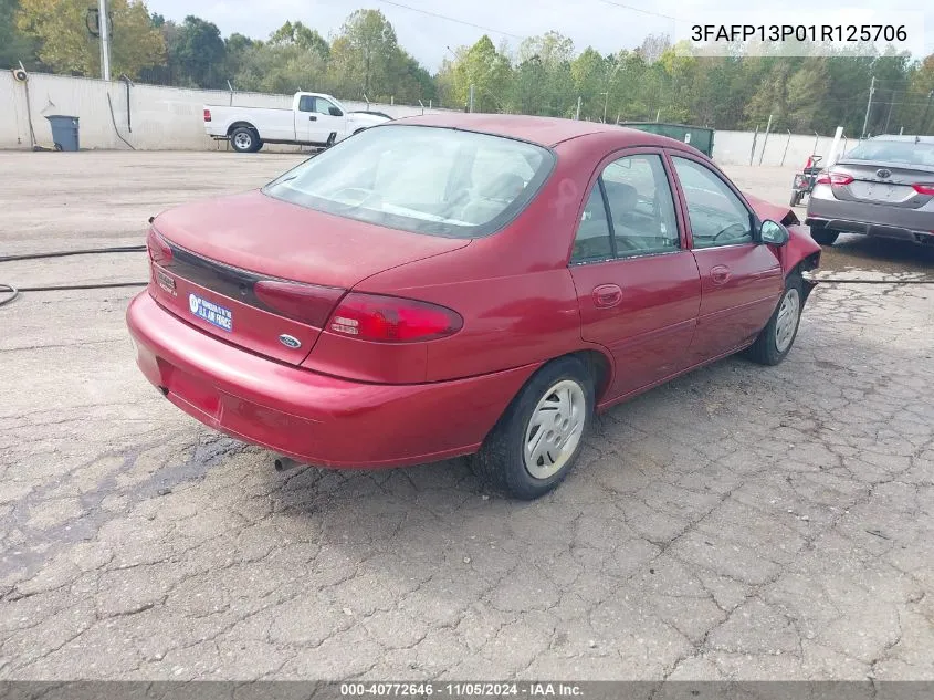 2001 Ford Escort VIN: 3FAFP13P01R125706 Lot: 40772646