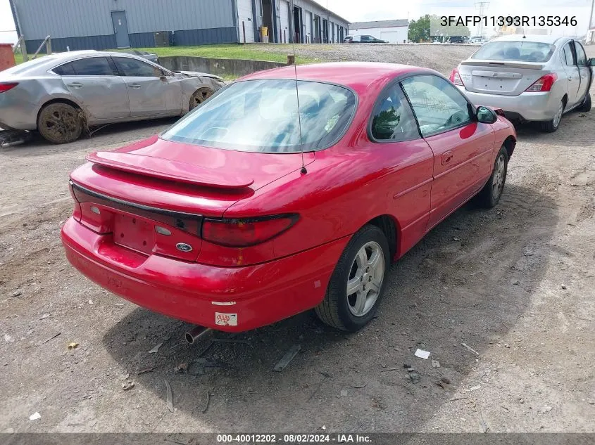 2003 Ford Zx2 VIN: 3FAFP11393R135346 Lot: 40012202