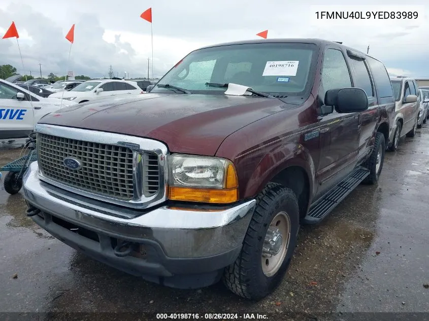 2000 Ford Excursion Xlt VIN: 1FMNU40L9YED83989 Lot: 40198716