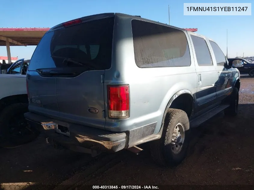 2000 Ford Excursion Xlt VIN: 1FMNU41S1YEB11247 Lot: 40313845