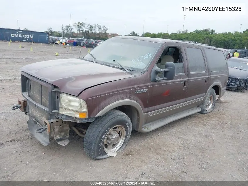 2000 Ford Excursion Limited VIN: 1FMNU42S0YEE15328 Lot: 40325467