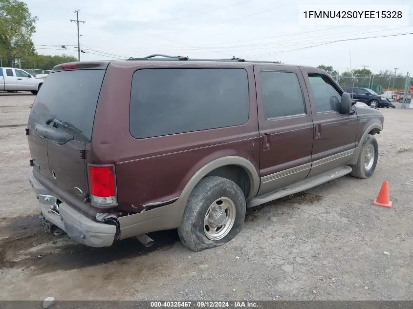 2000 Ford Excursion Limited VIN: 1FMNU42S0YEE15328 Lot: 40325467