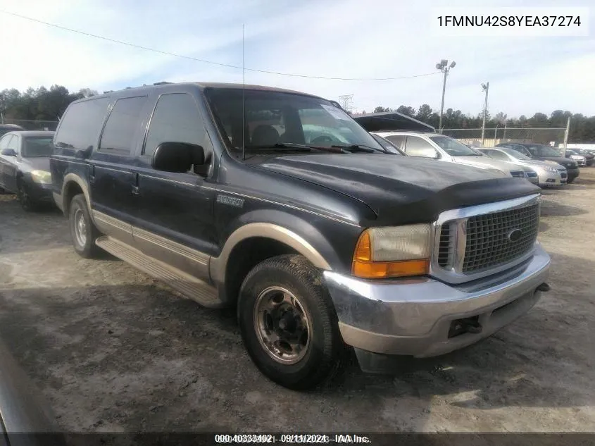 2000 Ford Excursion Limited VIN: 1FMNU42S8YEA37274 Lot: 40333402