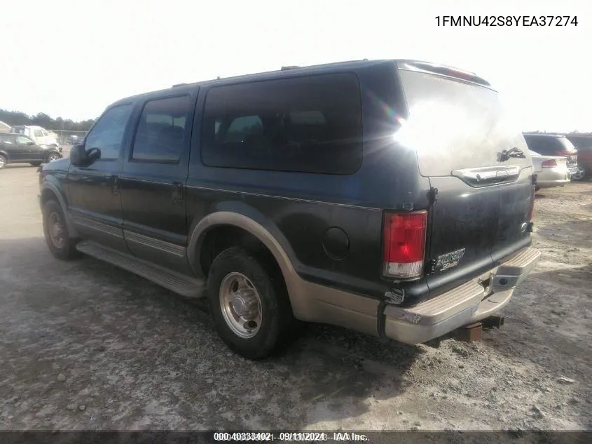 2000 Ford Excursion Limited VIN: 1FMNU42S8YEA37274 Lot: 40333402