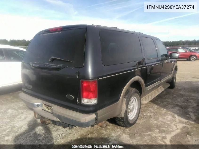 2000 Ford Excursion Limited VIN: 1FMNU42S8YEA37274 Lot: 40333402