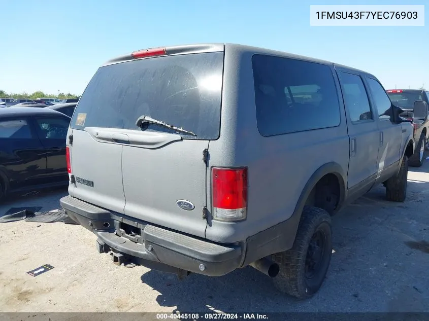 2000 Ford Excursion Limited VIN: 1FMSU43F7YEC76903 Lot: 40445108