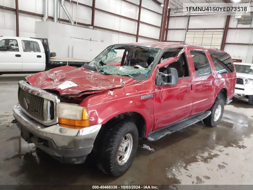 2000 Ford Excursion Xlt VIN: 1FMNU41S0YED73518 Lot: 40468338