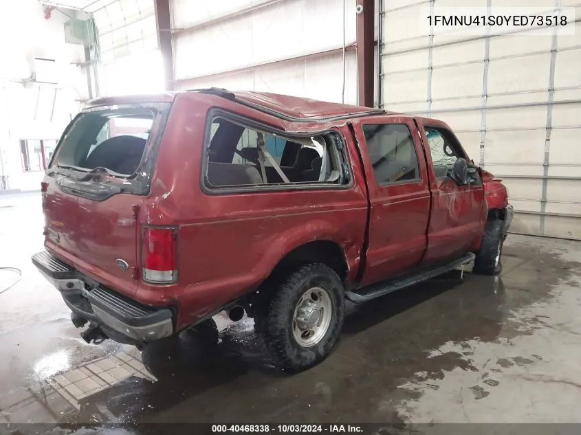 2000 Ford Excursion Xlt VIN: 1FMNU41S0YED73518 Lot: 40468338