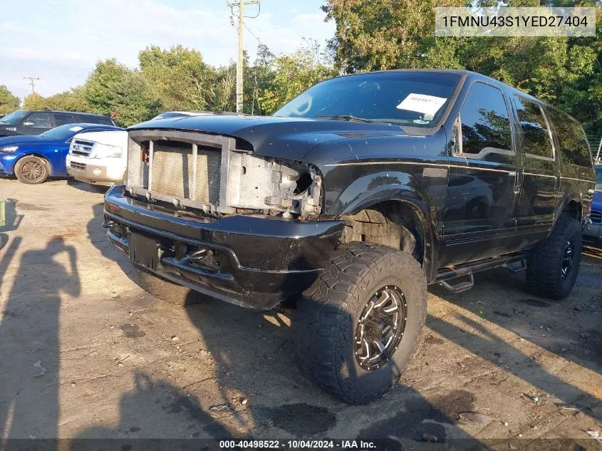 2000 Ford Excursion Limited VIN: 1FMNU43S1YED27404 Lot: 40498522