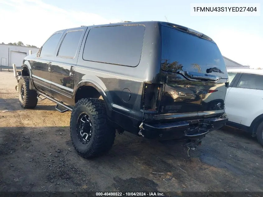 2000 Ford Excursion Limited VIN: 1FMNU43S1YED27404 Lot: 40498522