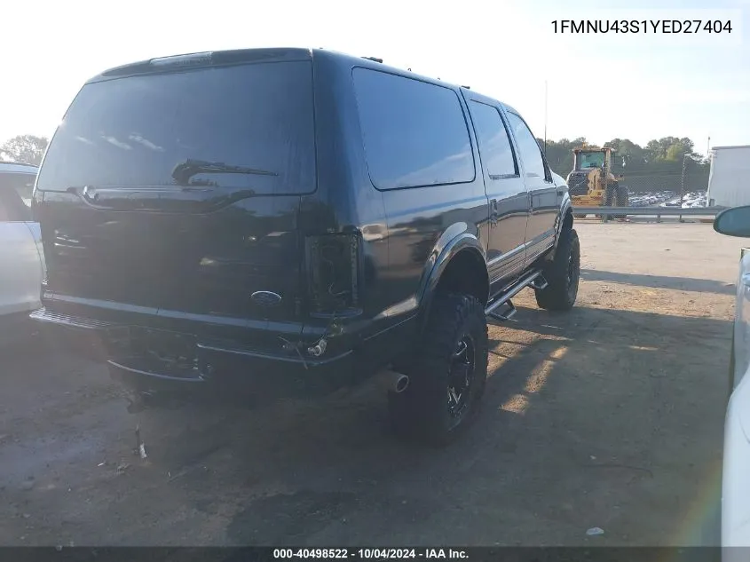 2000 Ford Excursion Limited VIN: 1FMNU43S1YED27404 Lot: 40498522